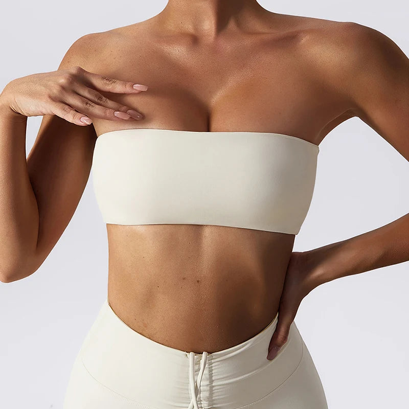 Strapless Sports Bra Gym Top Women Quick-Drying Yoga Clothes Women Tube Top Fitness Chest Wrap Underwear Workout Bra Female